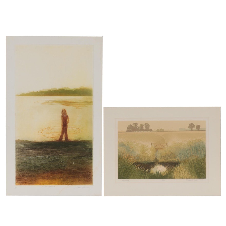 Joan Purcell and Michael Carlo Tonalist Landscape Prints, Late 20th Century