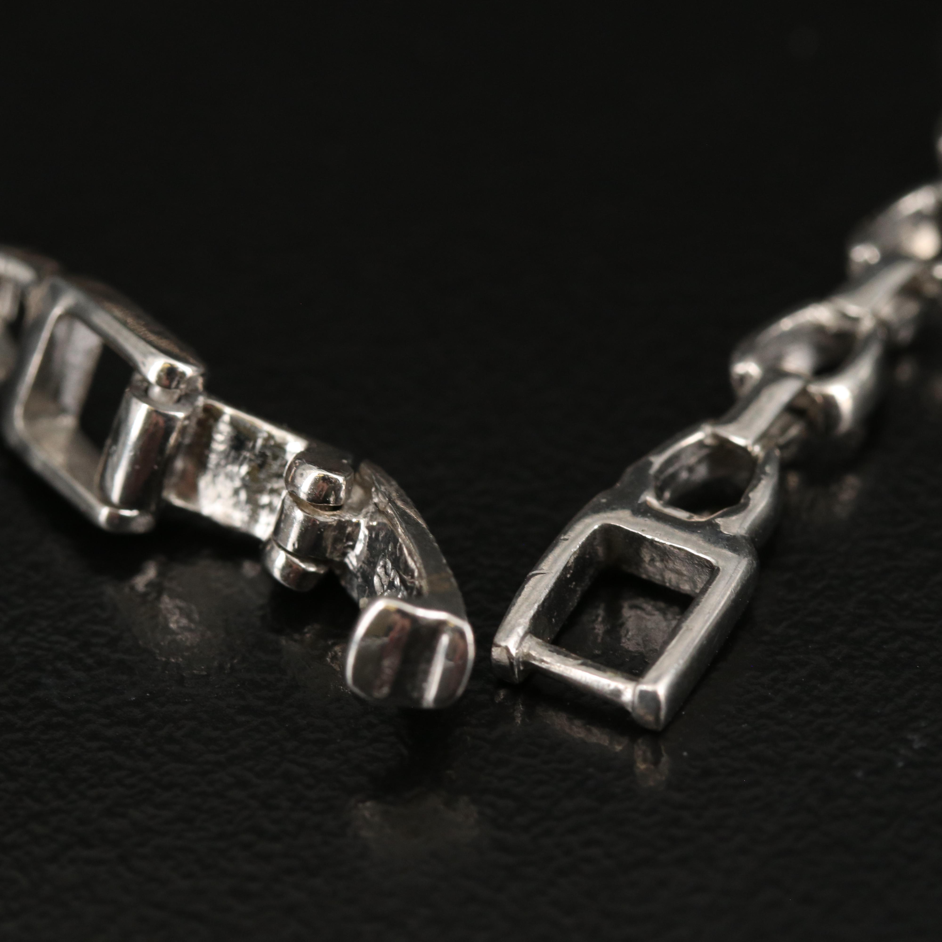 Sterling Garnet and Tourmaline Flower Link Bracelet