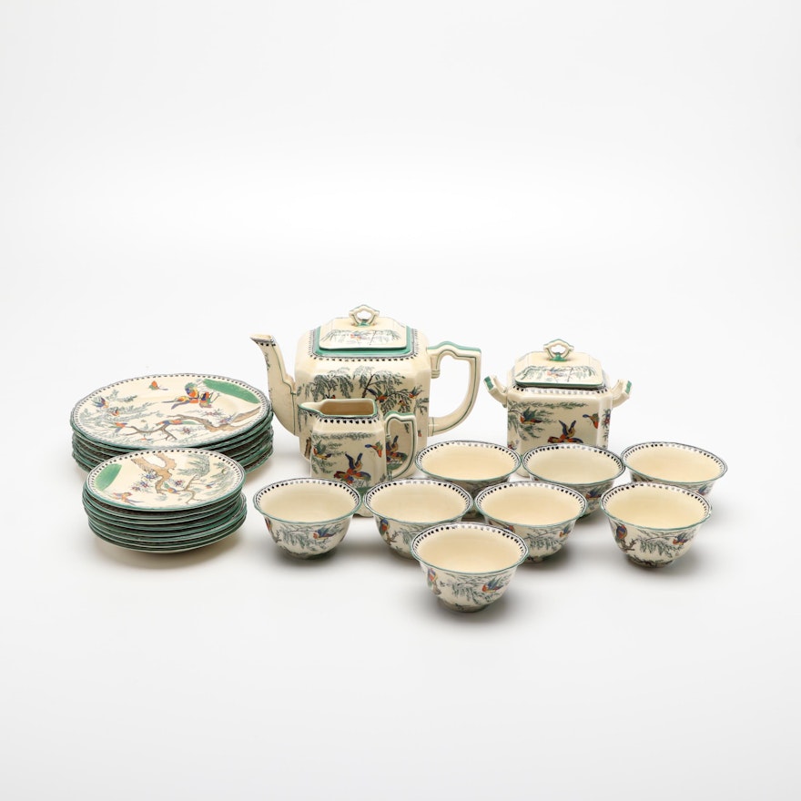 Mason's Ironstone "Koro" Tea Set and Dessert Plates, Late 19th/ Early 20th C.