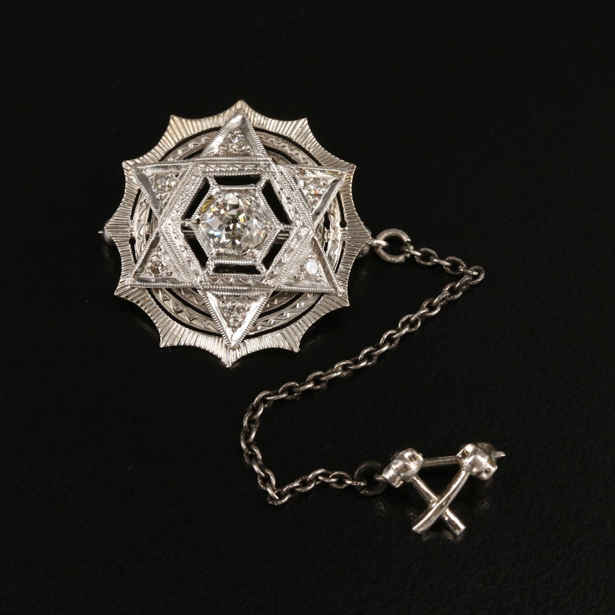 Vintage 14K and Platinum Diamond Double Pin