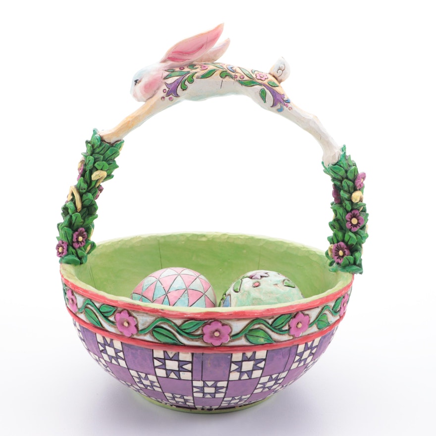 Jim Shore Heartwood Creek "Springtime Surprises" Basket with Eggs