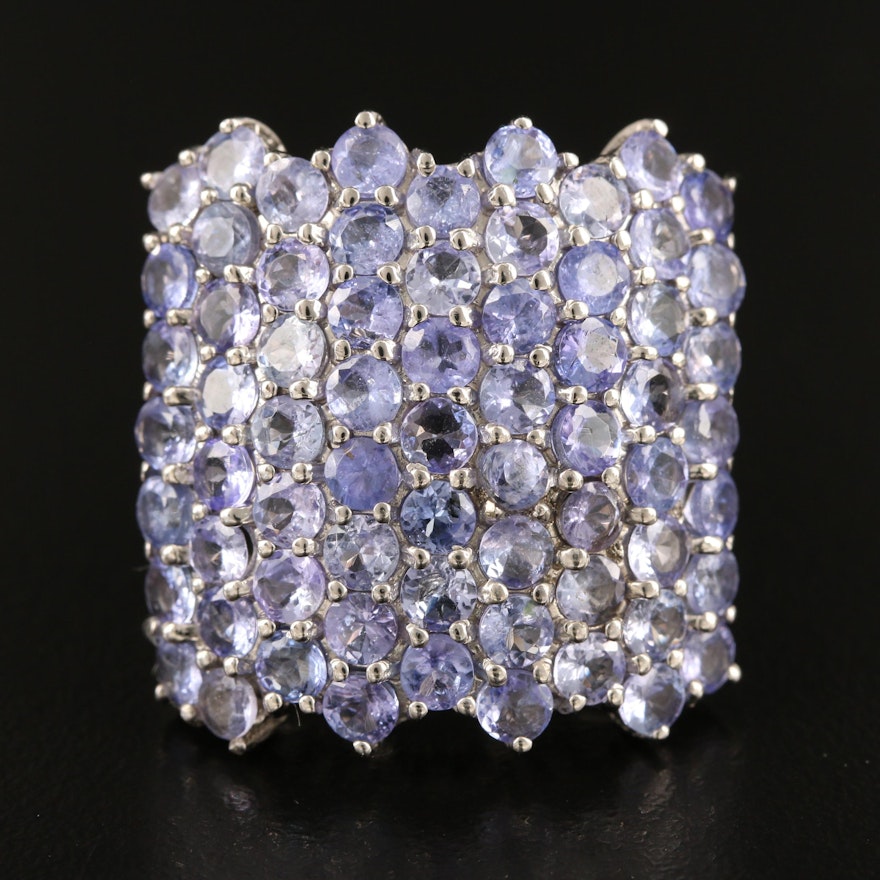 Sterling Tanzanite Cluster Ring