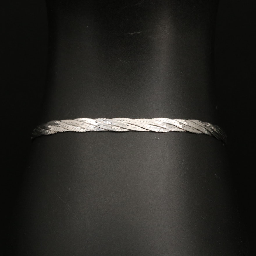 14K Woven Italian Herringbone Chain Bracelet