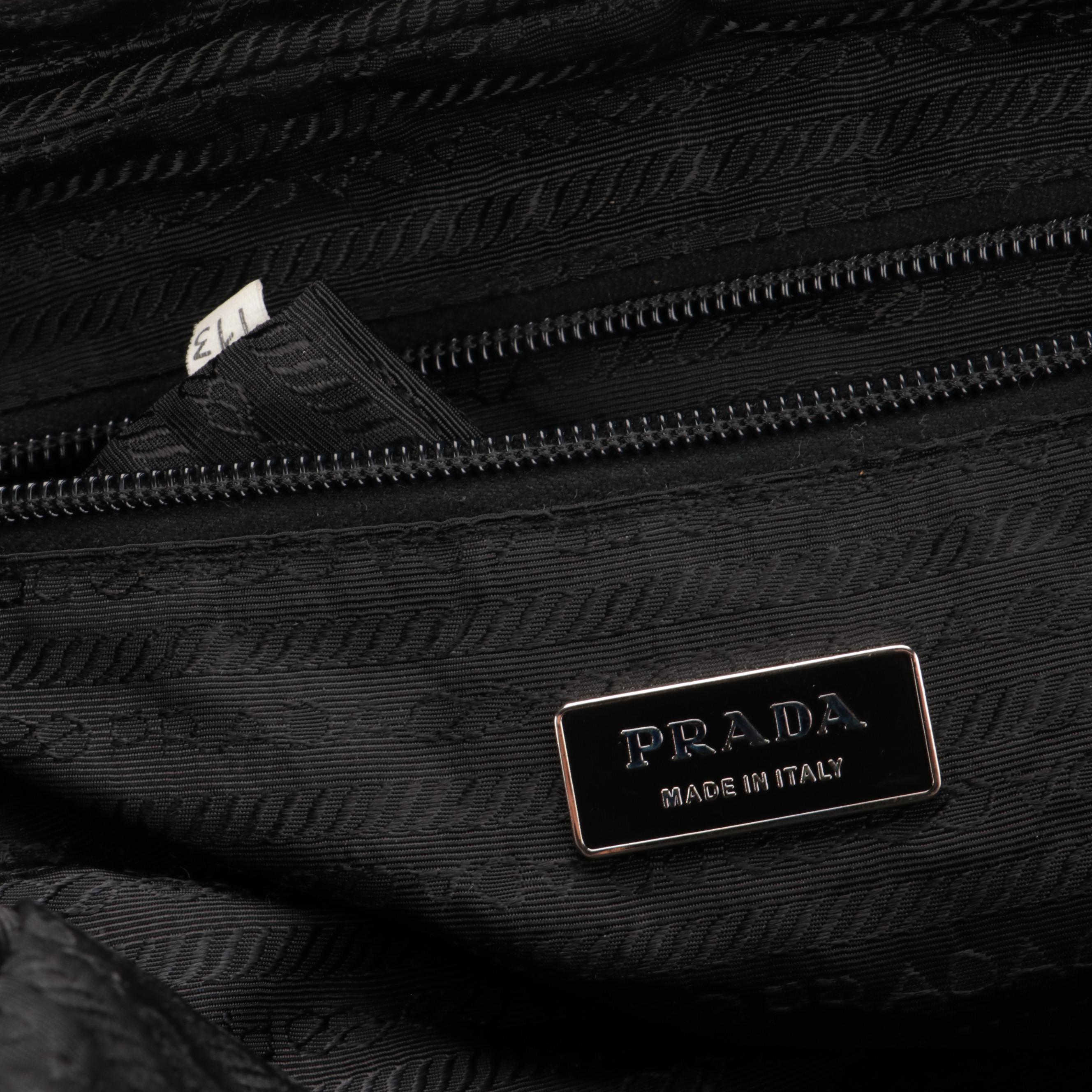 Prada Tessuto Boston Bag in Olive Green Nylon and Black Leather