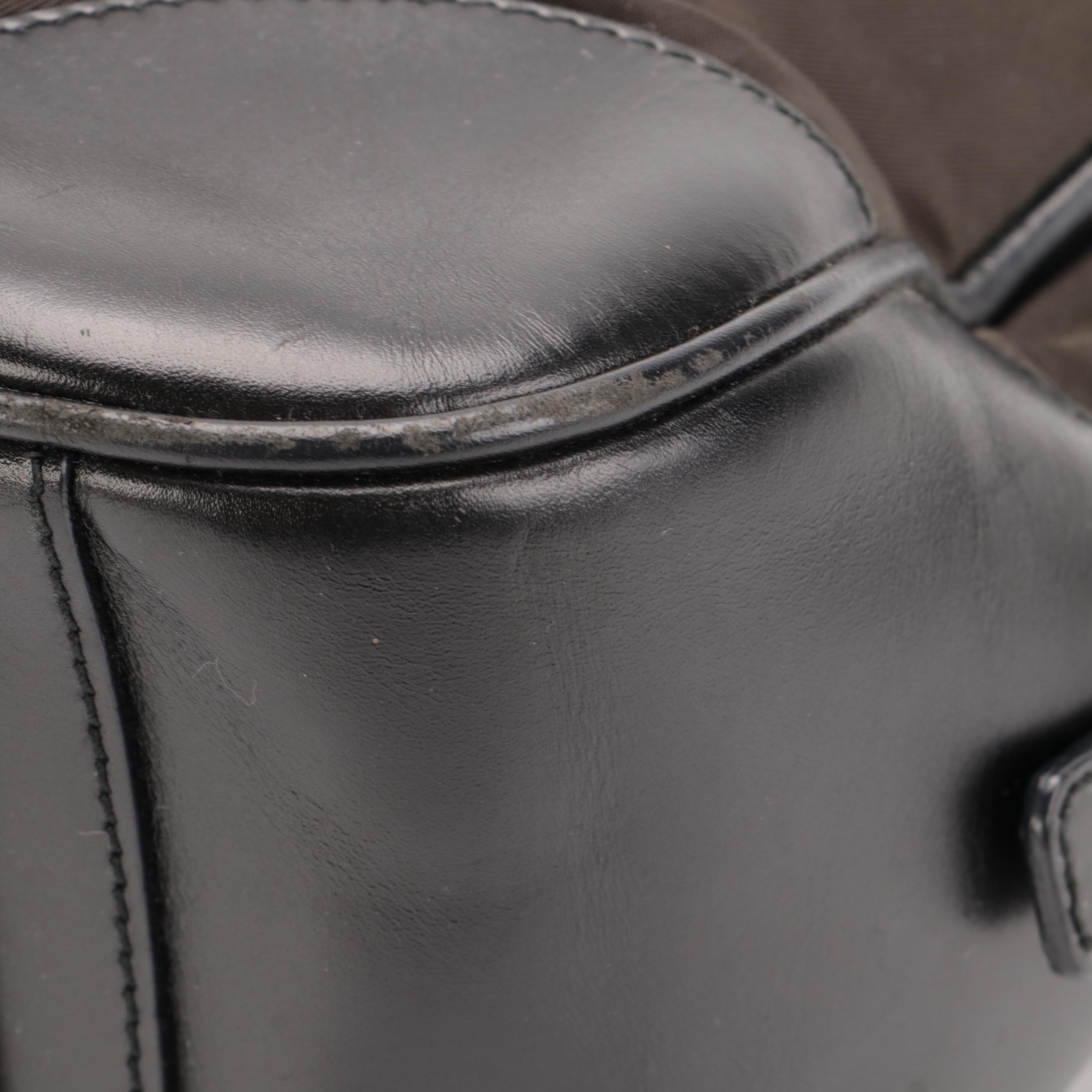 Prada Tessuto Boston Bag in Olive Green Nylon and Black Leather