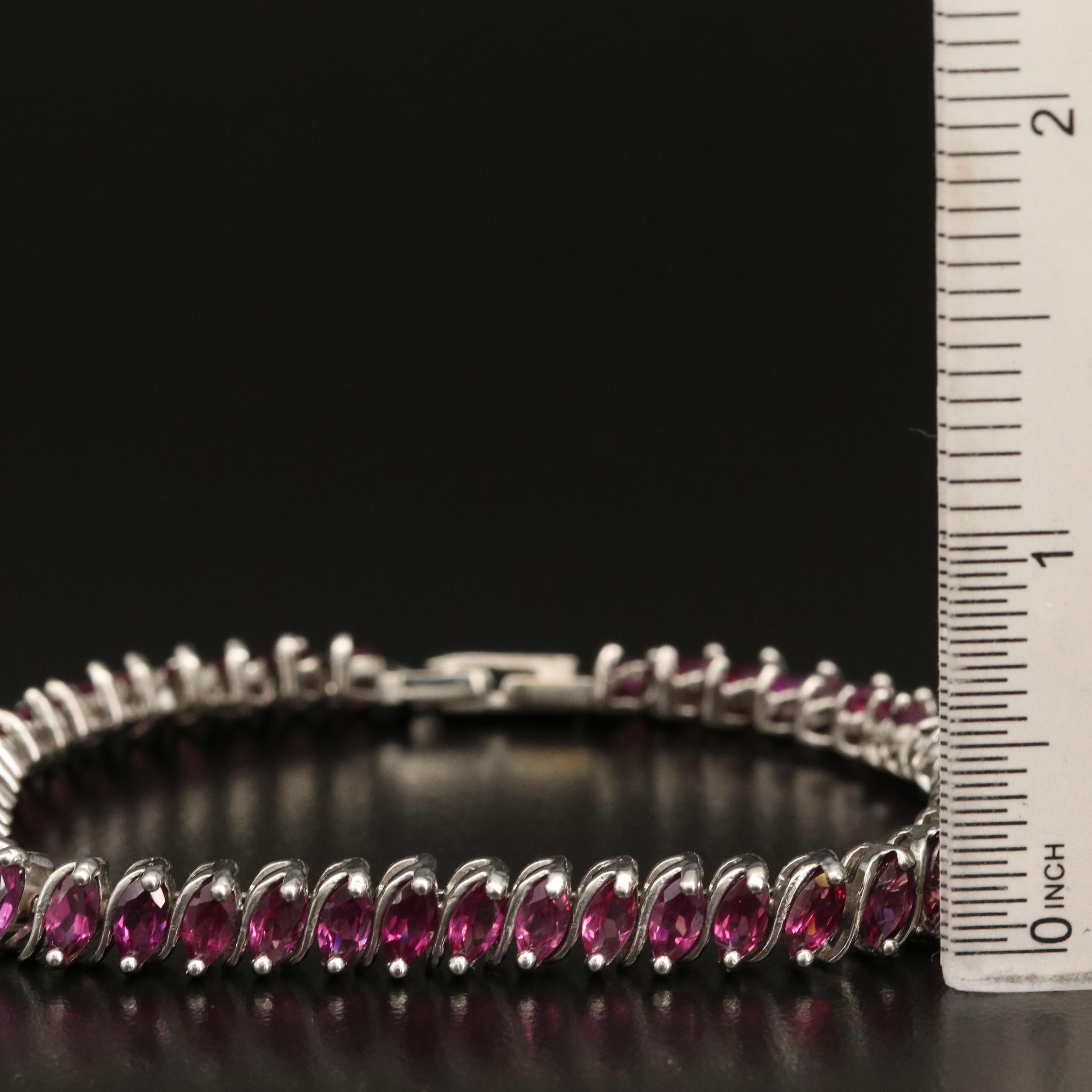 Sterling Silver Garnet 'S' Link Bracelet