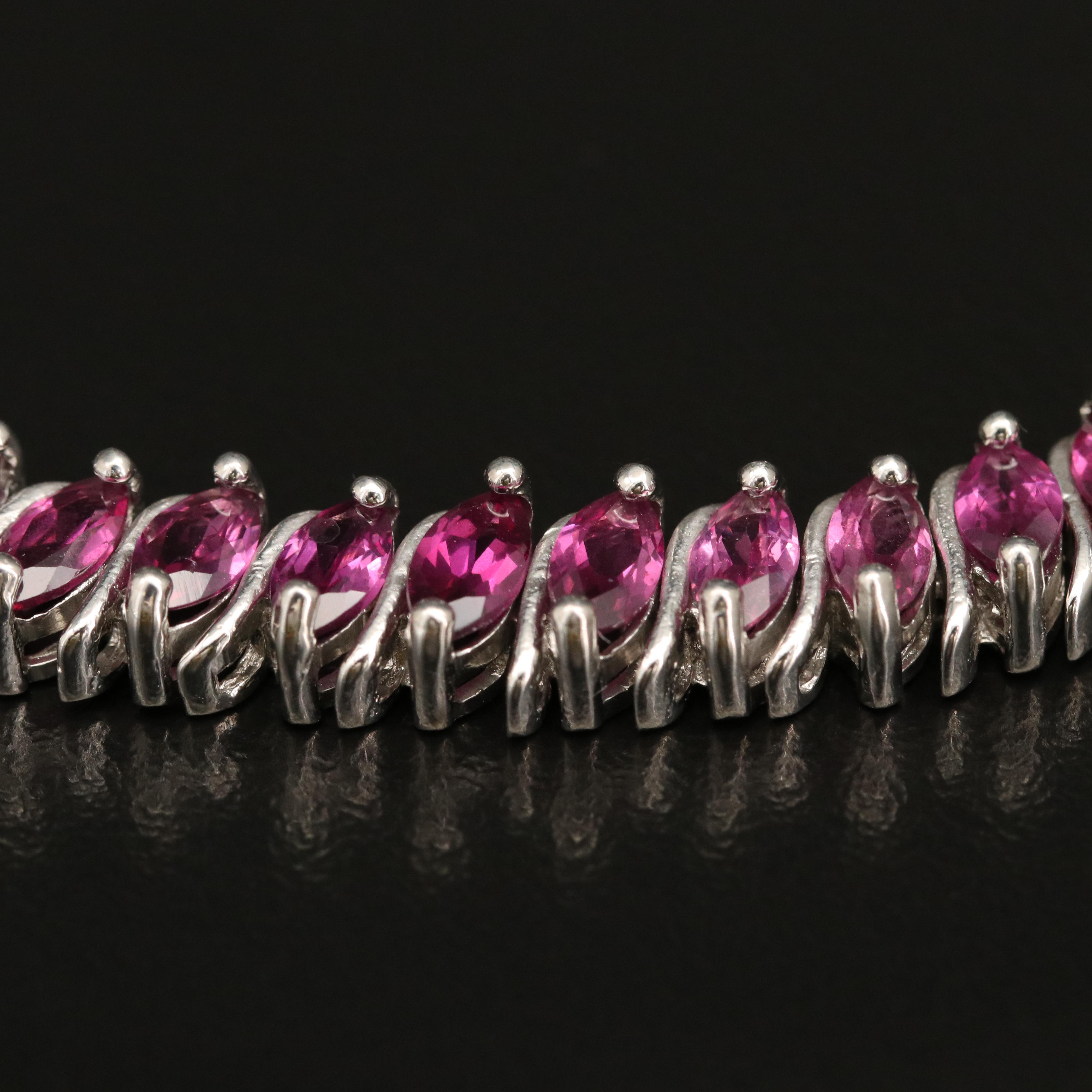 Sterling Silver Garnet 'S' Link Bracelet