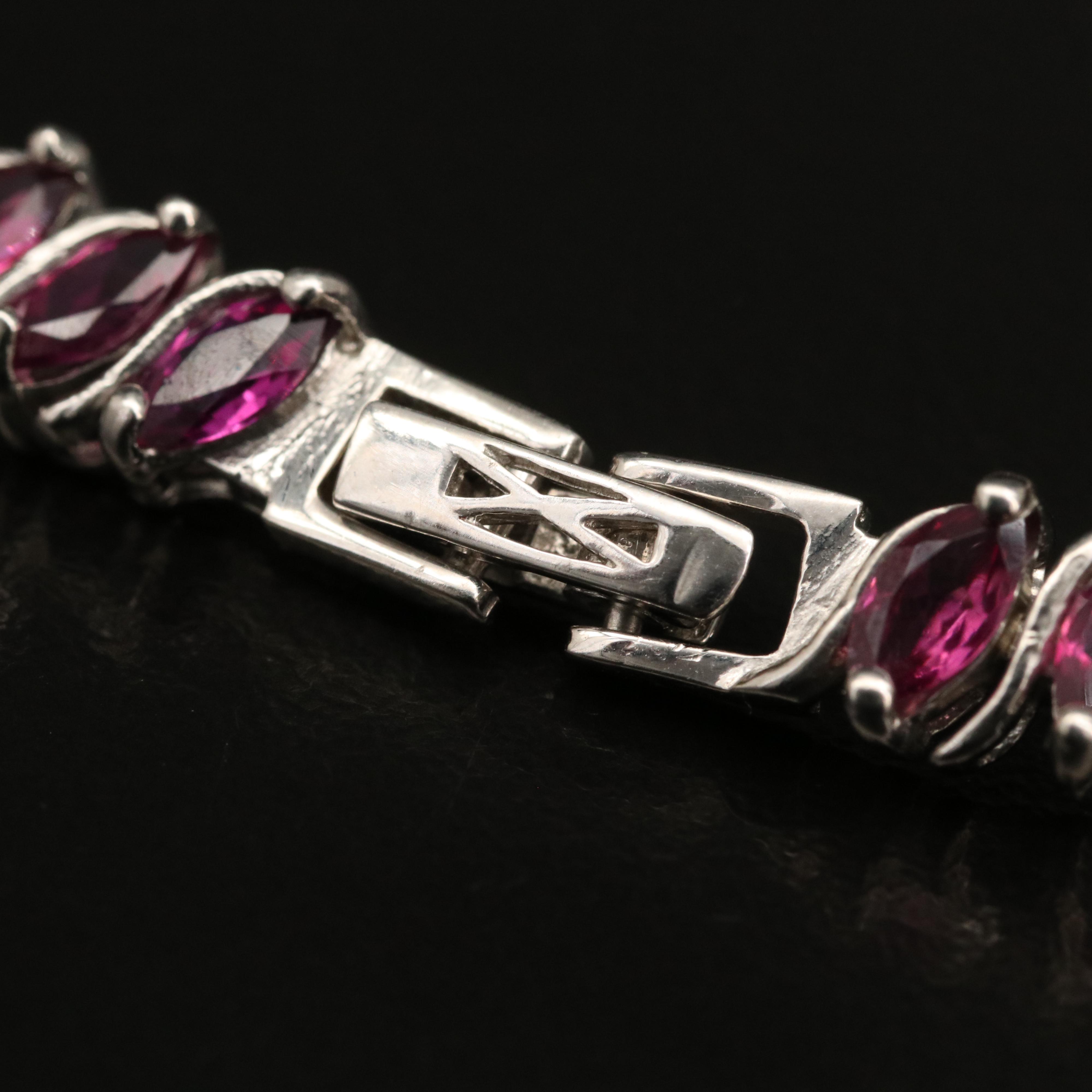 Sterling Silver Garnet 'S' Link Bracelet