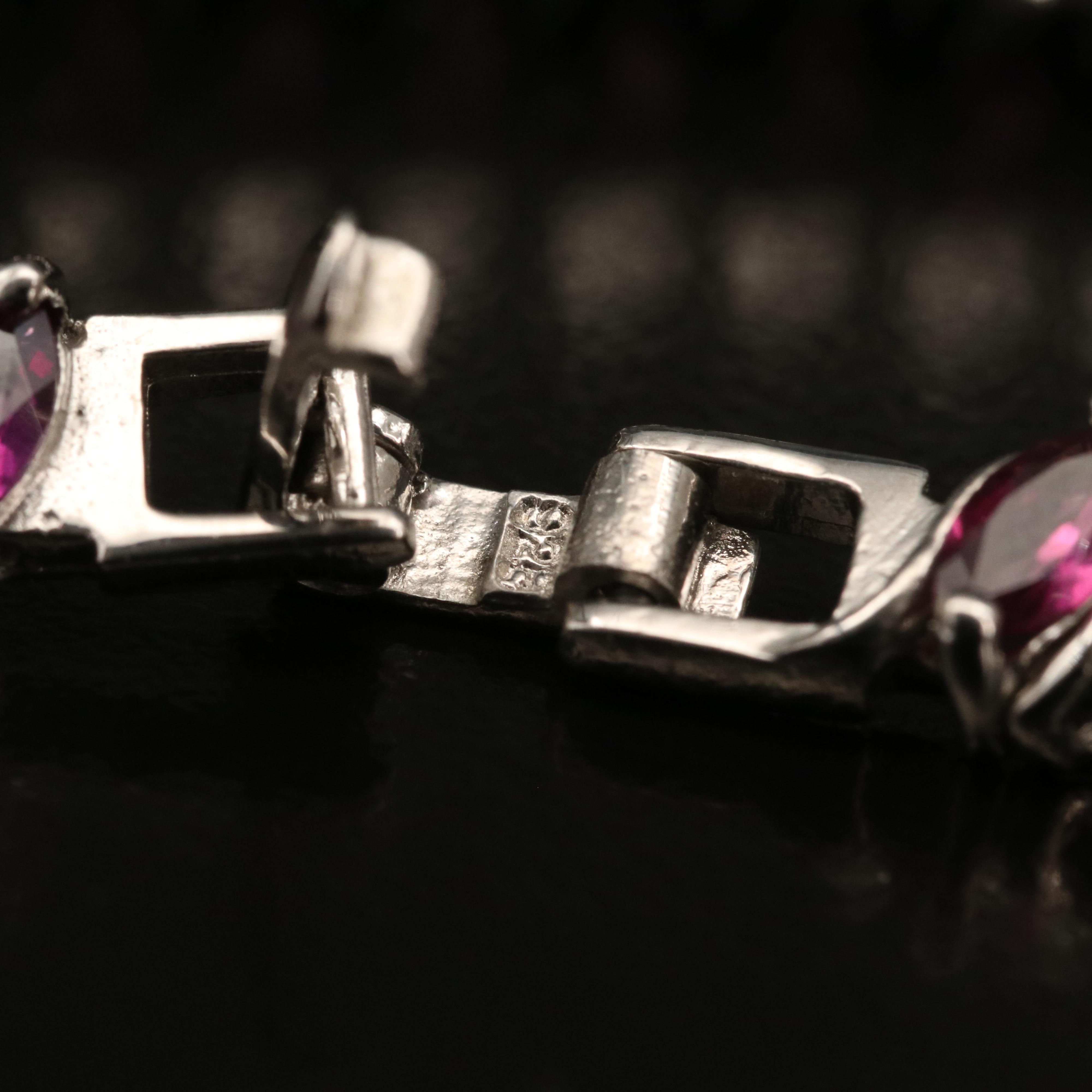 Sterling Silver Garnet 'S' Link Bracelet