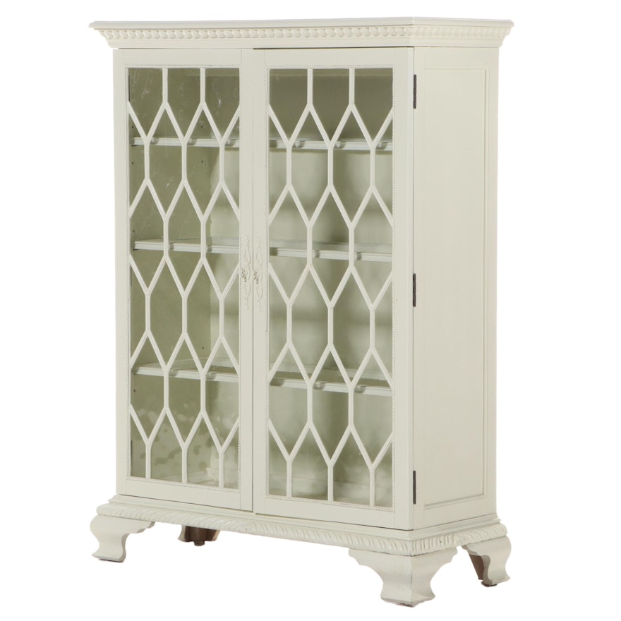 Chippendale Style Cream-Painted Display Cabinet