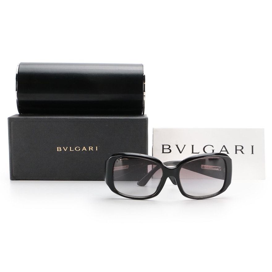 BVLGARI 8047 Oversized Sunglasses in Black with Case and Box