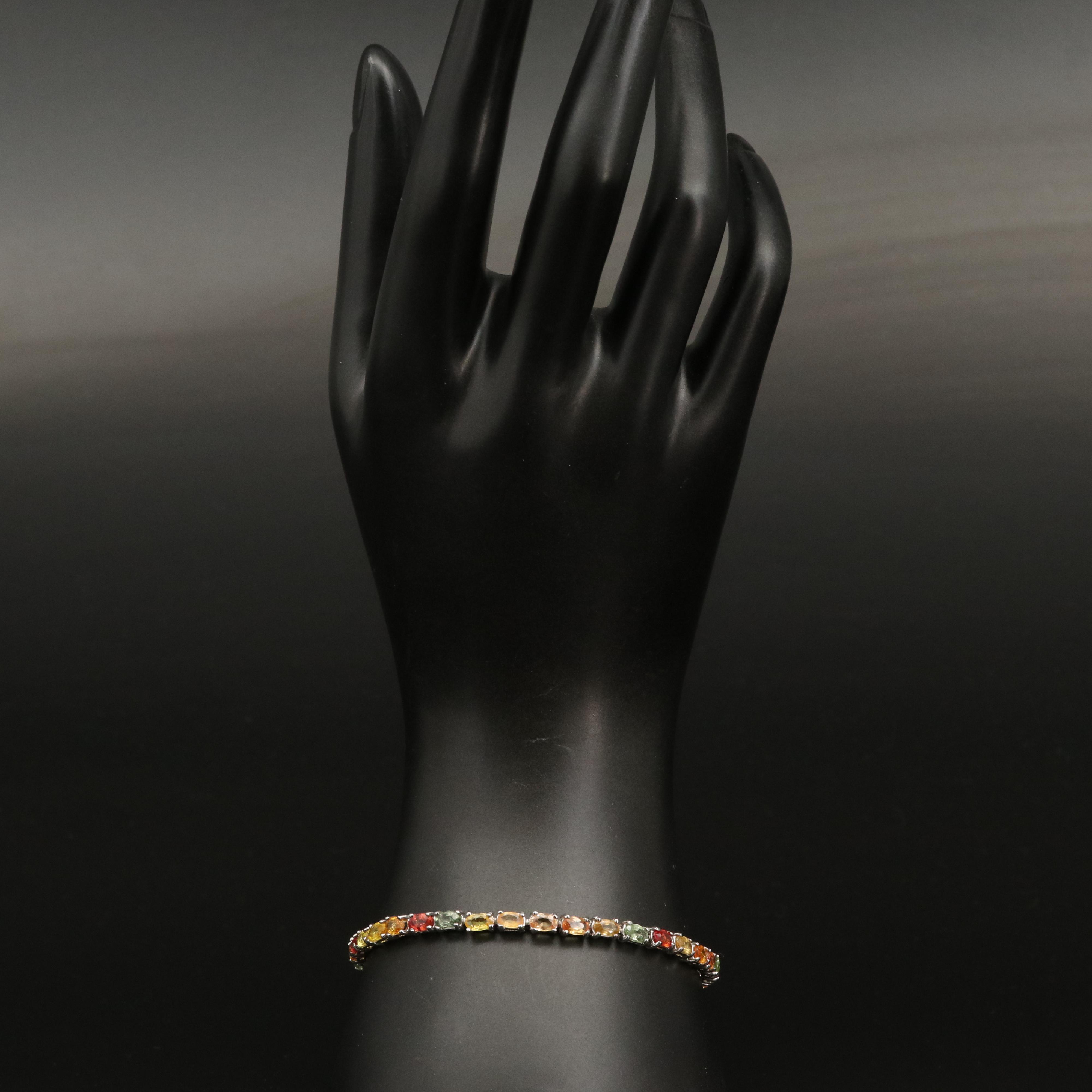 Sterling Silver Sapphire Line Bracelet