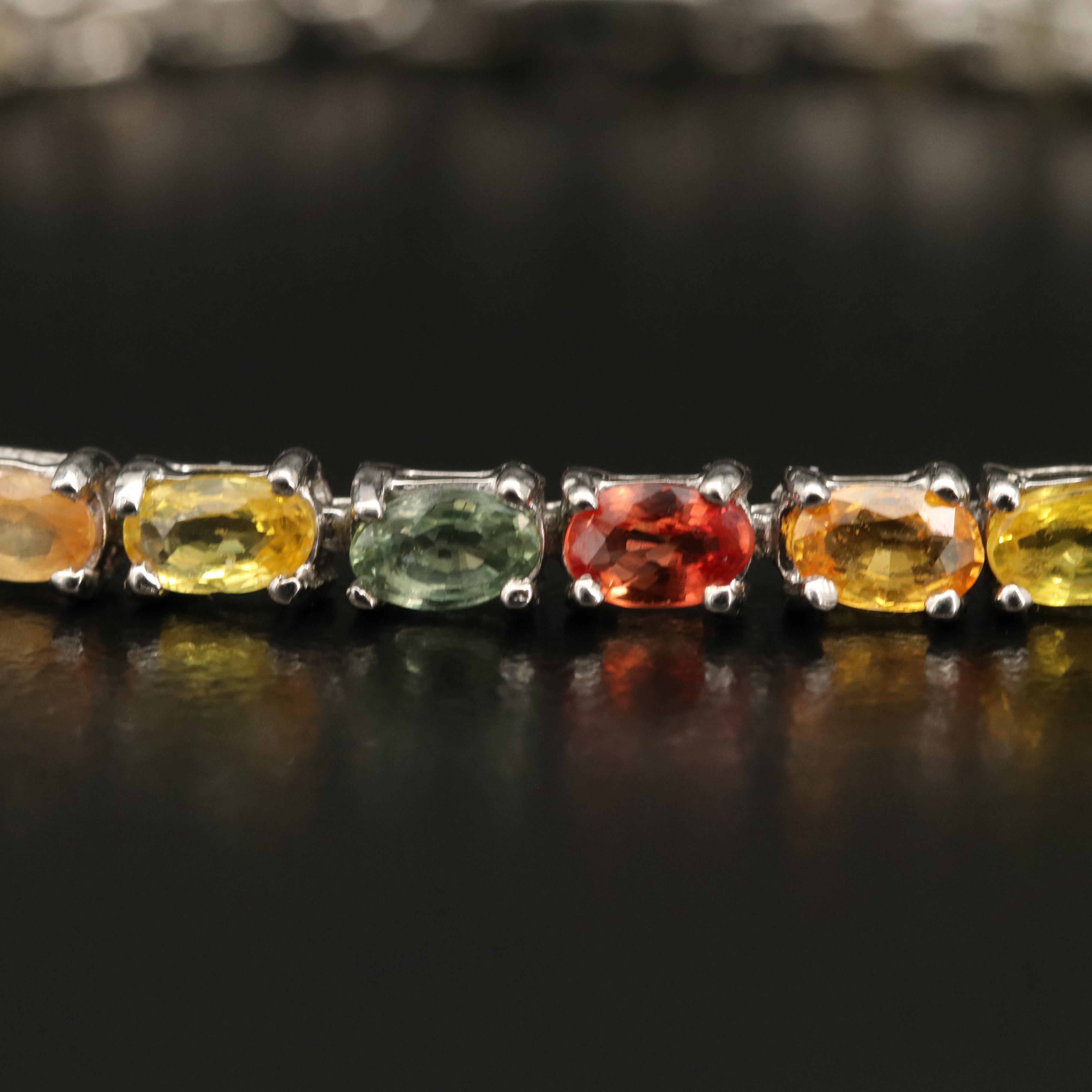 Sterling Silver Sapphire Line Bracelet