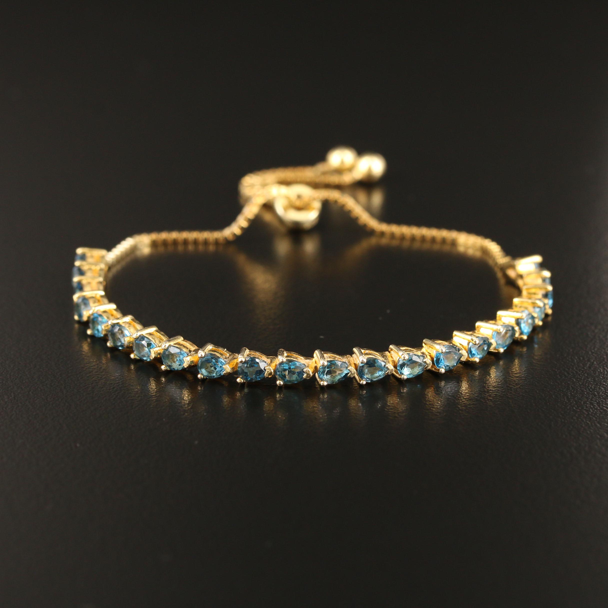 Sterling London Blue Topaz Bolo Bracelet