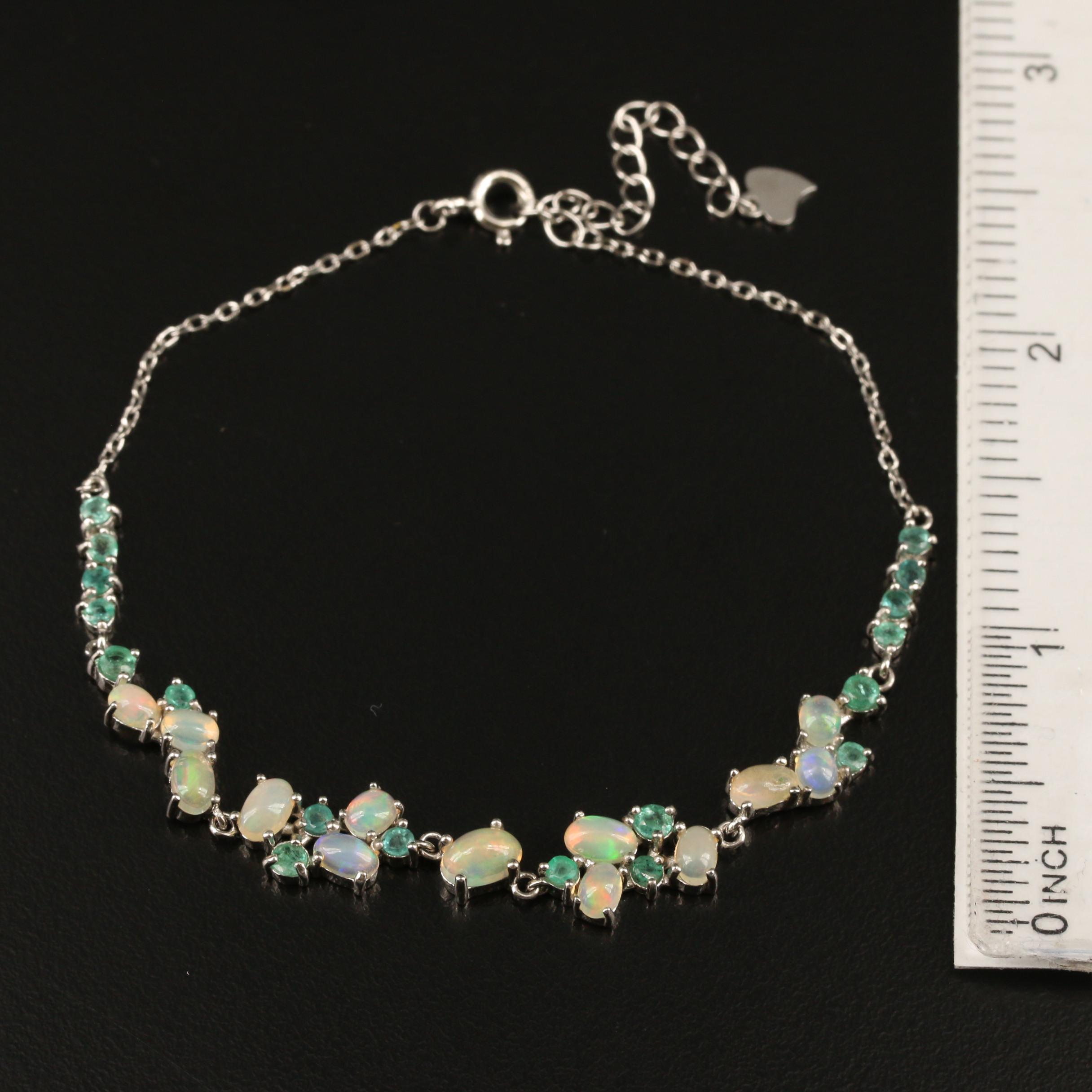 Sterling Opal and Emerald Bracelet