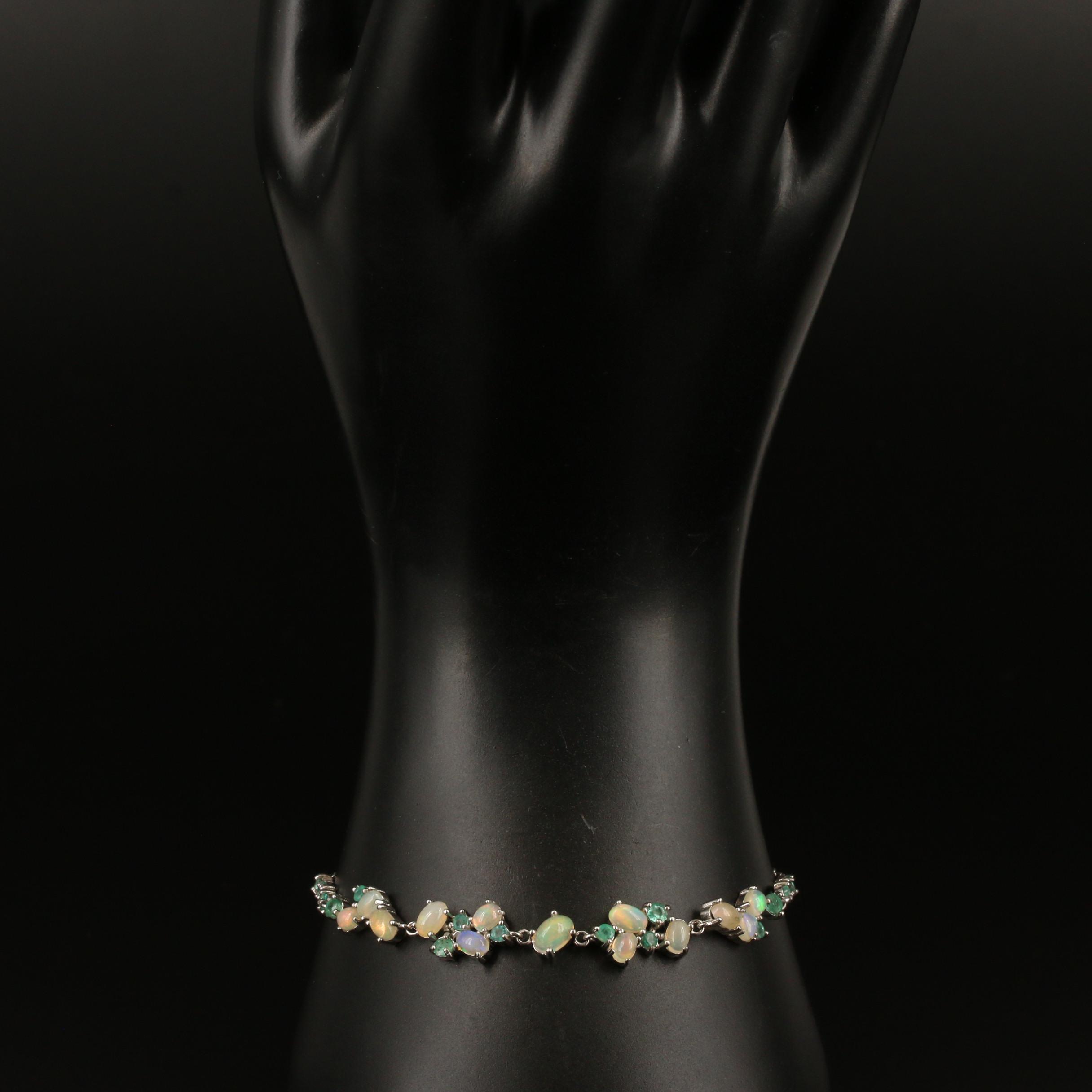 Sterling Opal and Emerald Bracelet