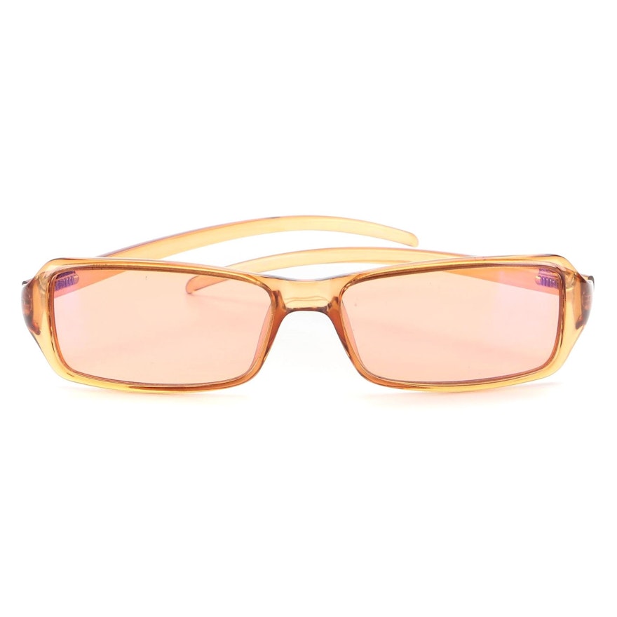 Gucci GG2487 Transparent Orange Pink Rectangular Sunglasses