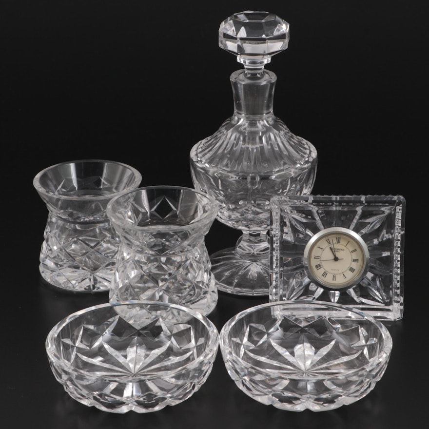 Waterford Crystal Perfume Bottle, Desk Clock and Other Accessories