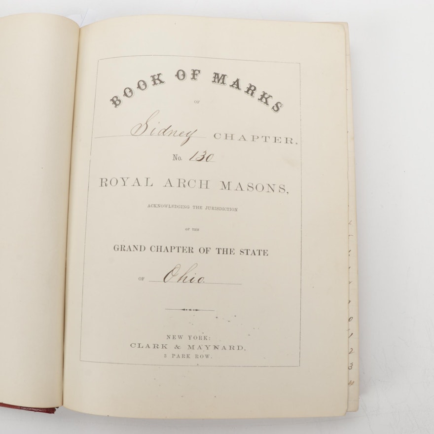 Royal Arch Masons "Book of Marks," Late 19th Century