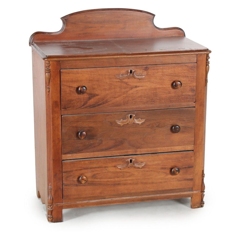 Victorian Three-Drawer Wood Washstand, Late 19th Century