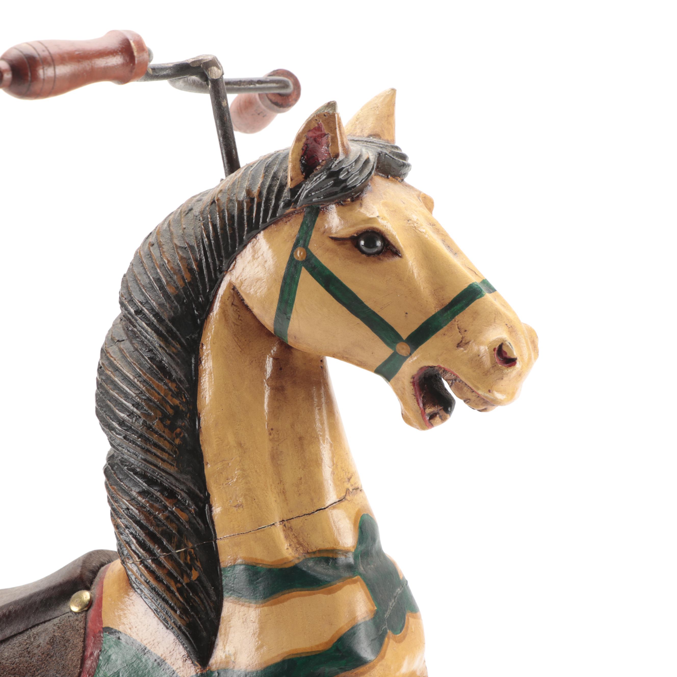 Victorian Wooden Horse Velocipede Tricycle, 19th Century