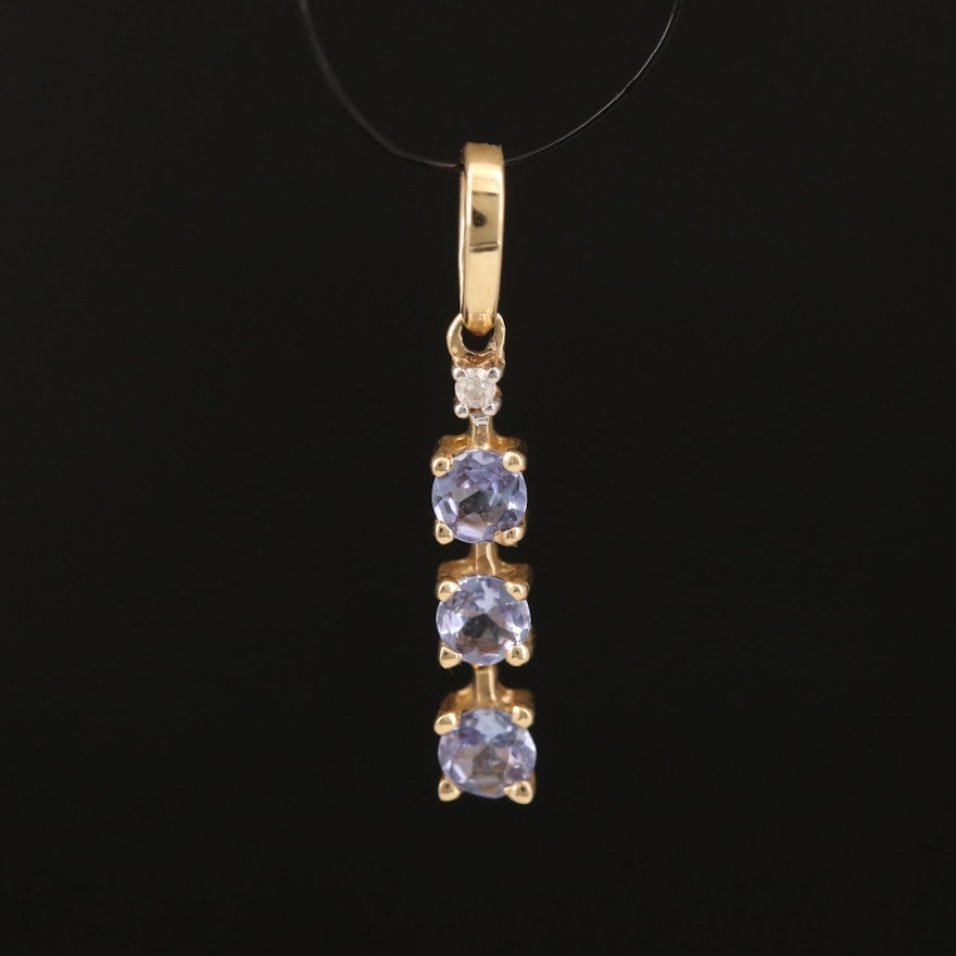 10K Tanzanite and Diamond Drop Pendant