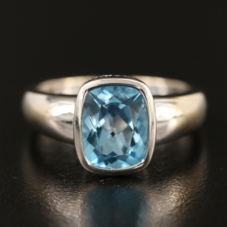 14K Bezel Set Swiss Blue Topaz Ring