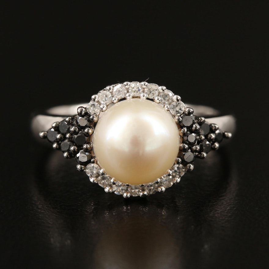 14K Pearl and Diamond Ring