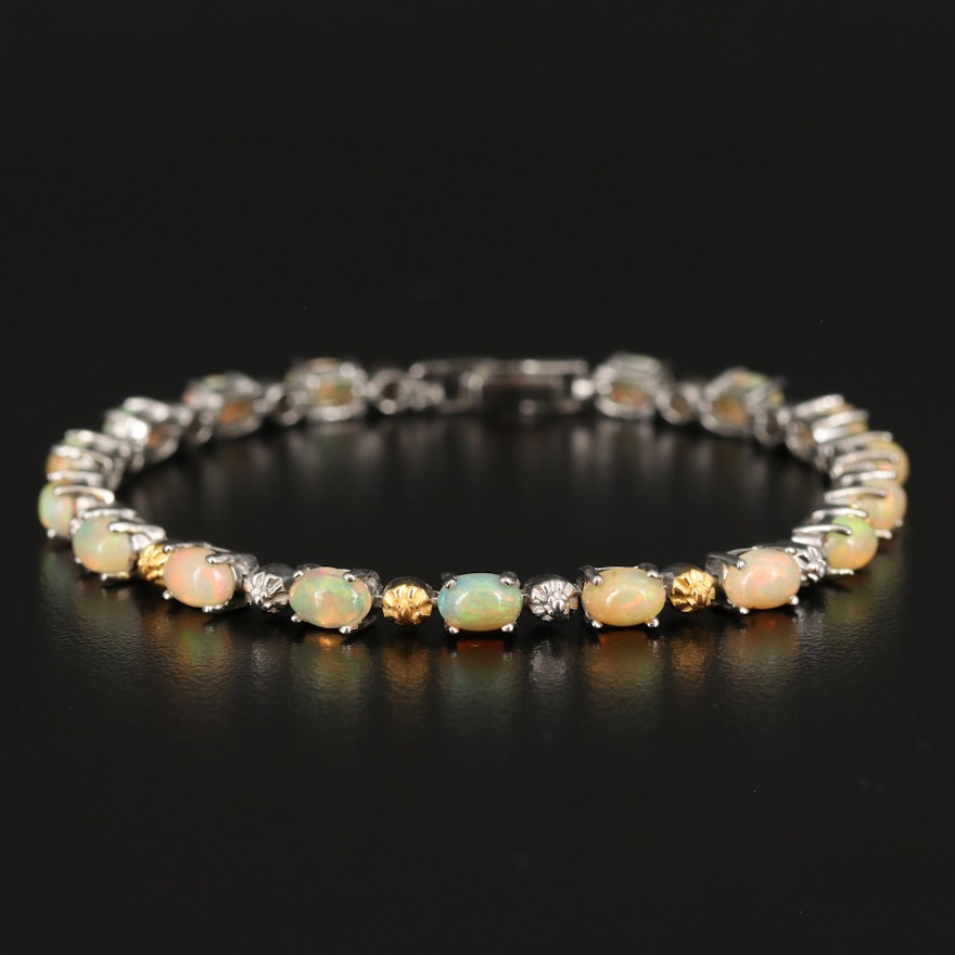 Sterling Opal Line Bracelet