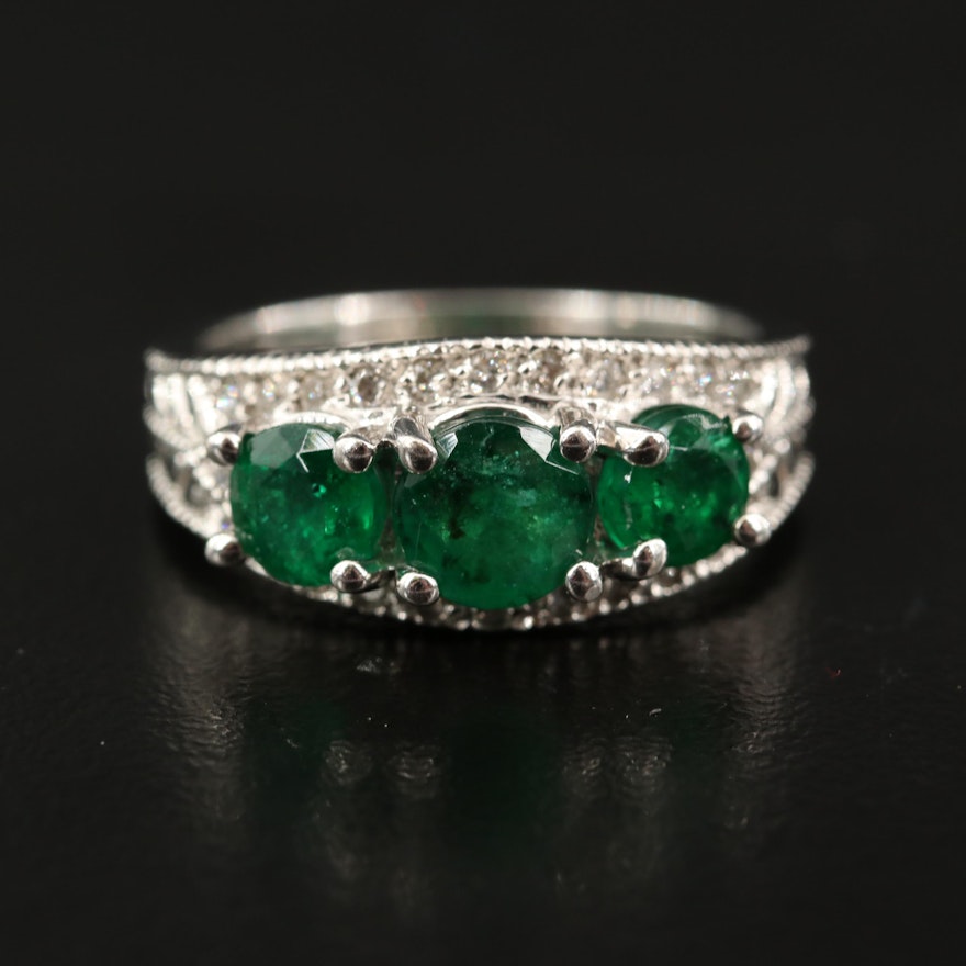 14K Emerald and Diamond Ring