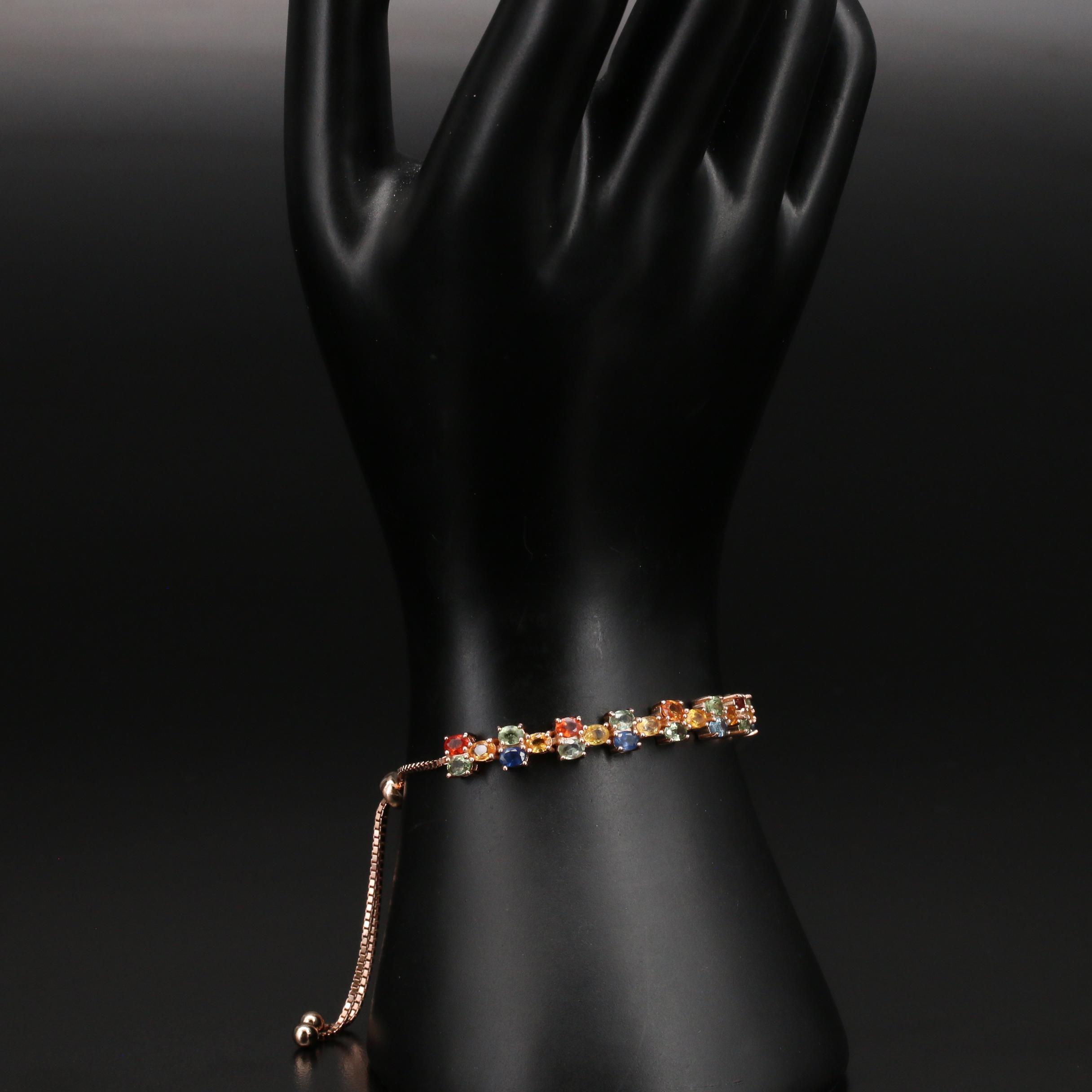 Sterling Rose Gold Sapphire Bolo Bracelet