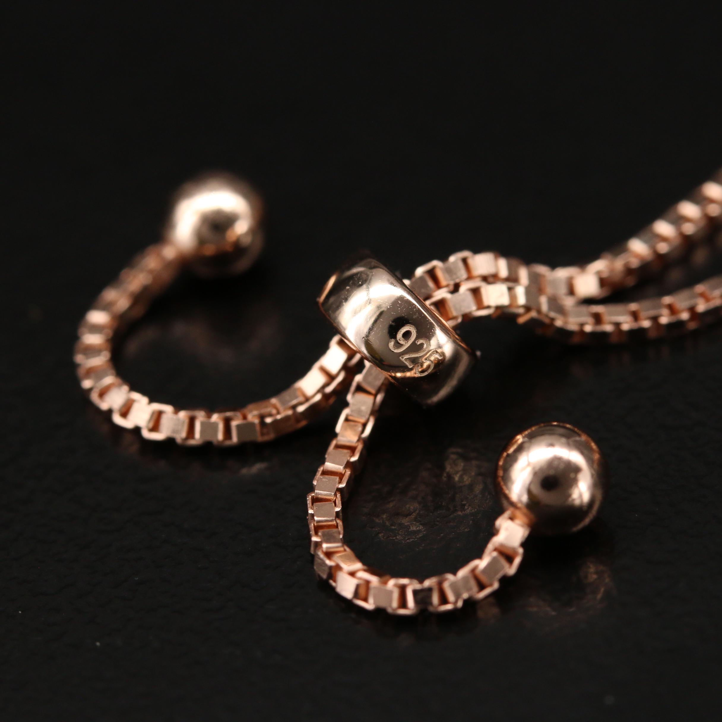 Sterling Rose Gold Sapphire Bolo Bracelet