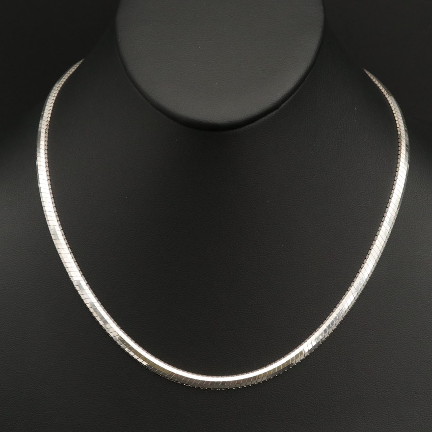 Milor Italian Sterling Silver Omega Chain Necklace
