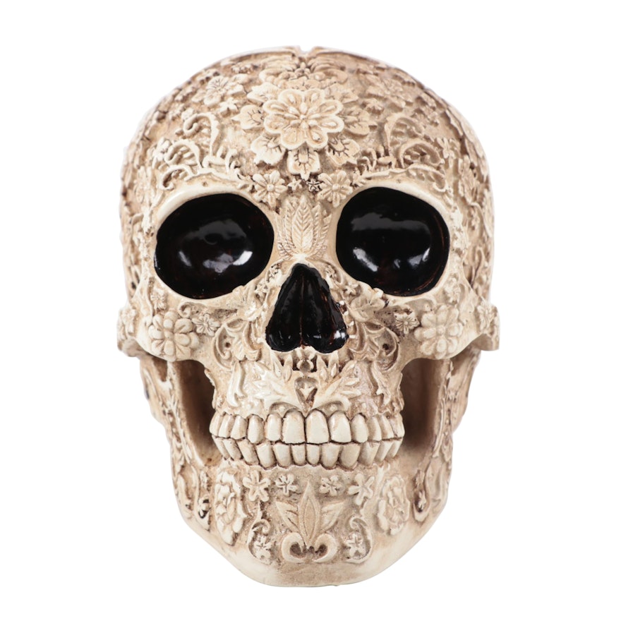 Cast Resin Calavera Skull Figurine