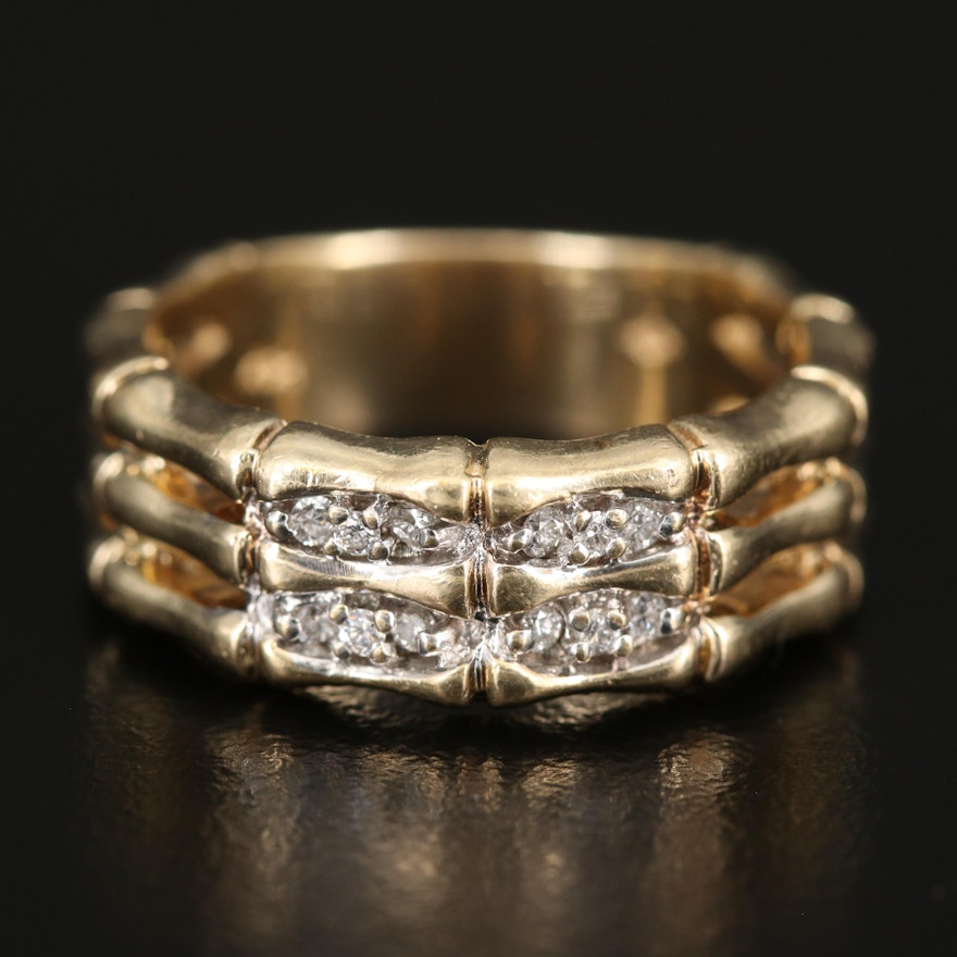 14K Diamond Bamboo Band