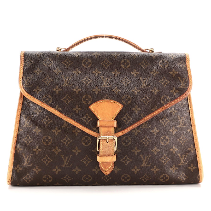 Louis Vuitton Beverly Briefcase MM in Monogram Canvas and Vachetta Leather