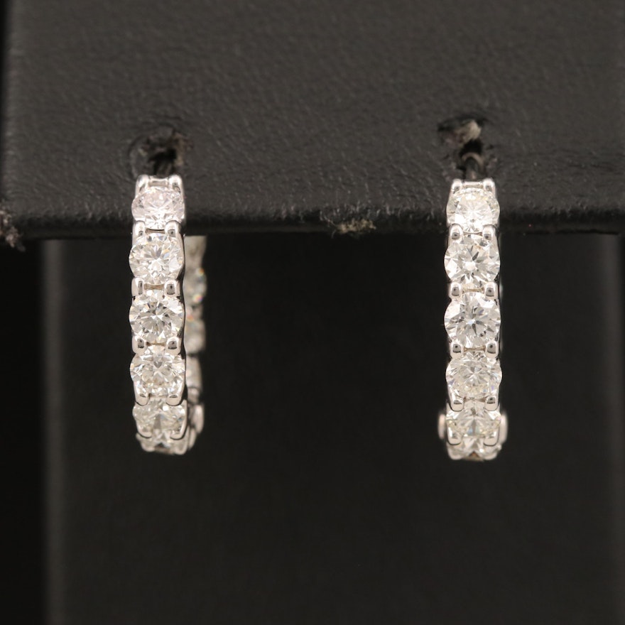 18K 2.92 CTW Diamond Inside-Out Hoop Earrings