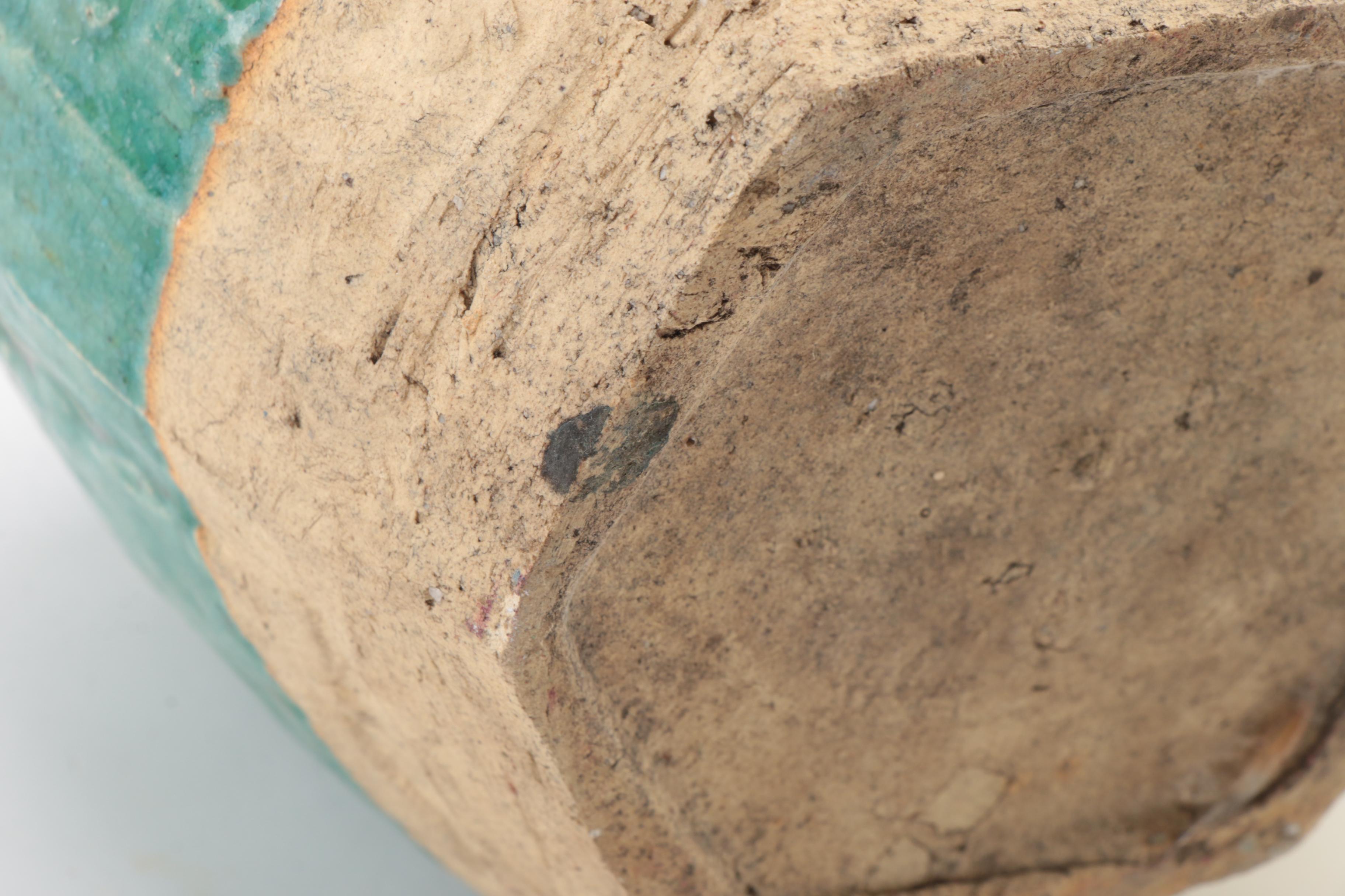 Chinese Shiwan Style Green Glazed Earthenware Vase