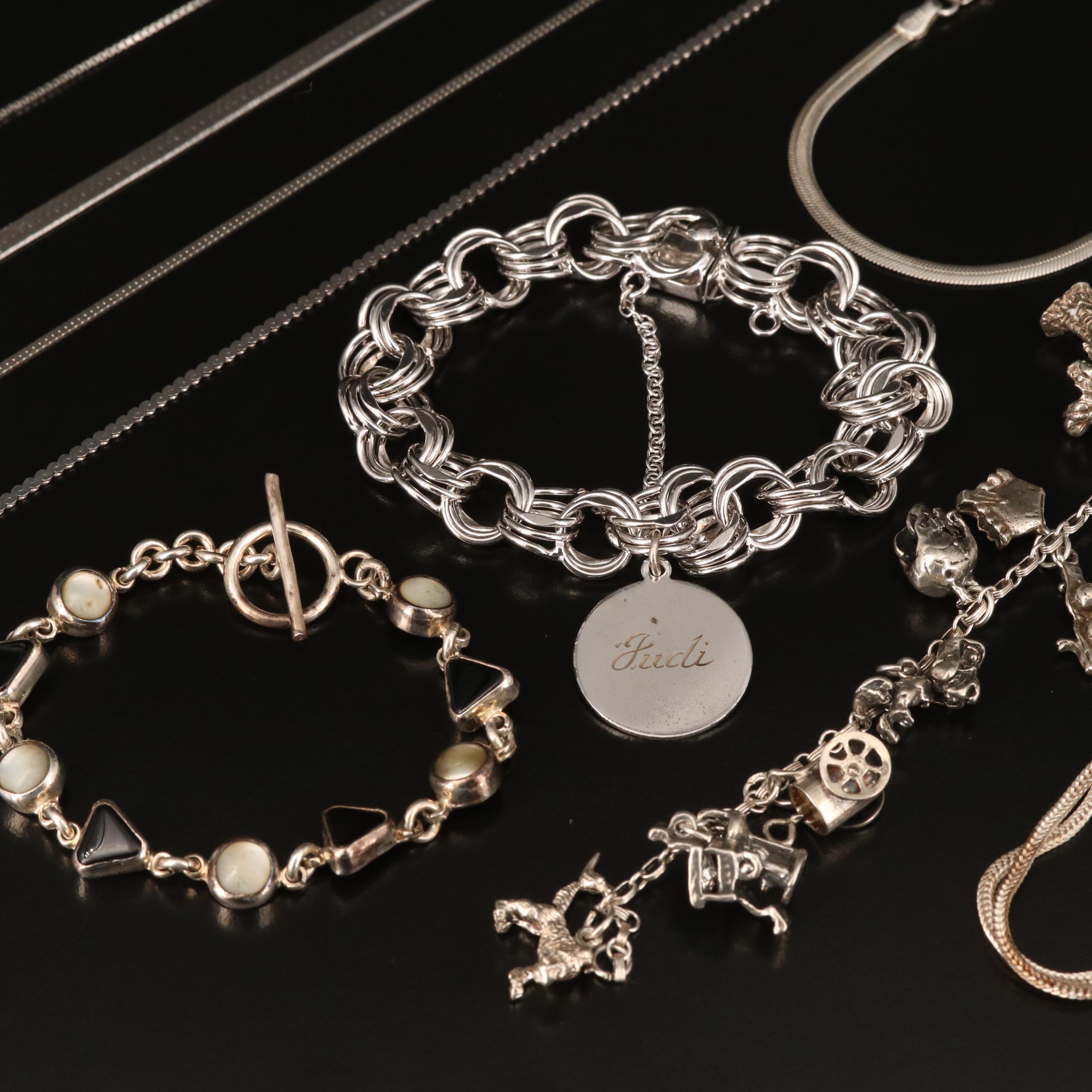 Sterling Bracelets Including Black Onyx and Mother of Pearl