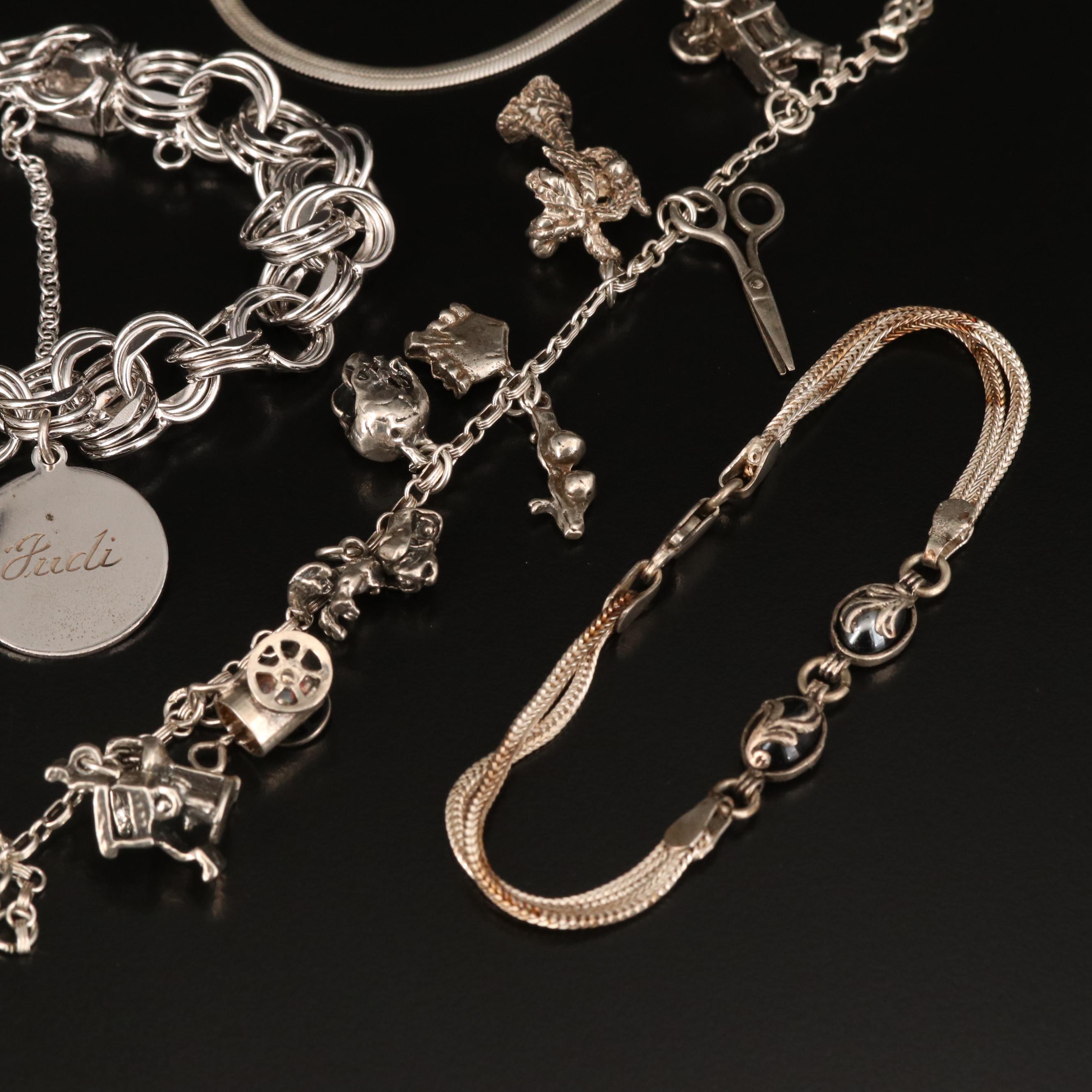 Sterling Bracelets Including Black Onyx and Mother of Pearl