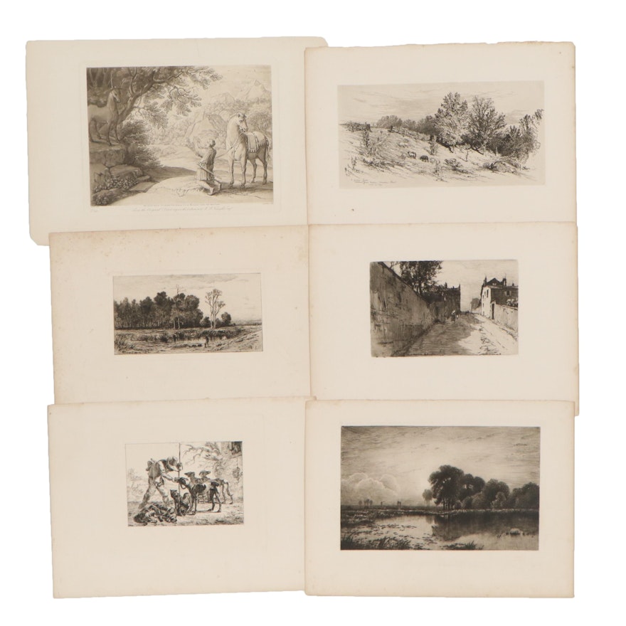 Landscape Engravings Including "A Fallow Field"