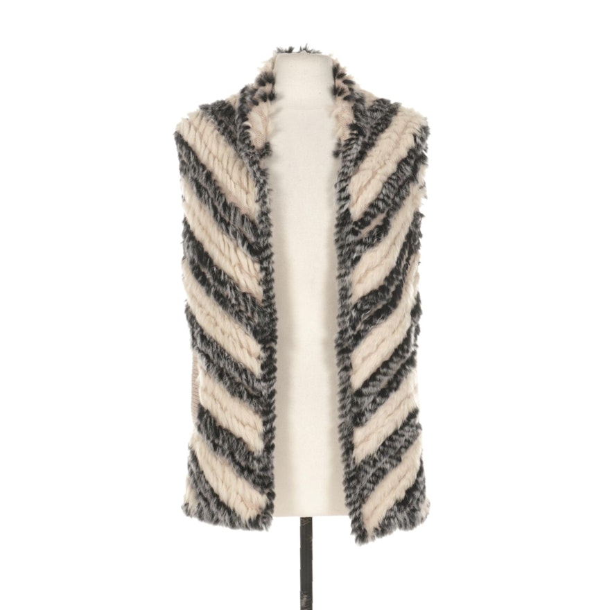 Marc By Marc Jacobs Knit Vest With Dyed Whole Skin Rabbit Fur