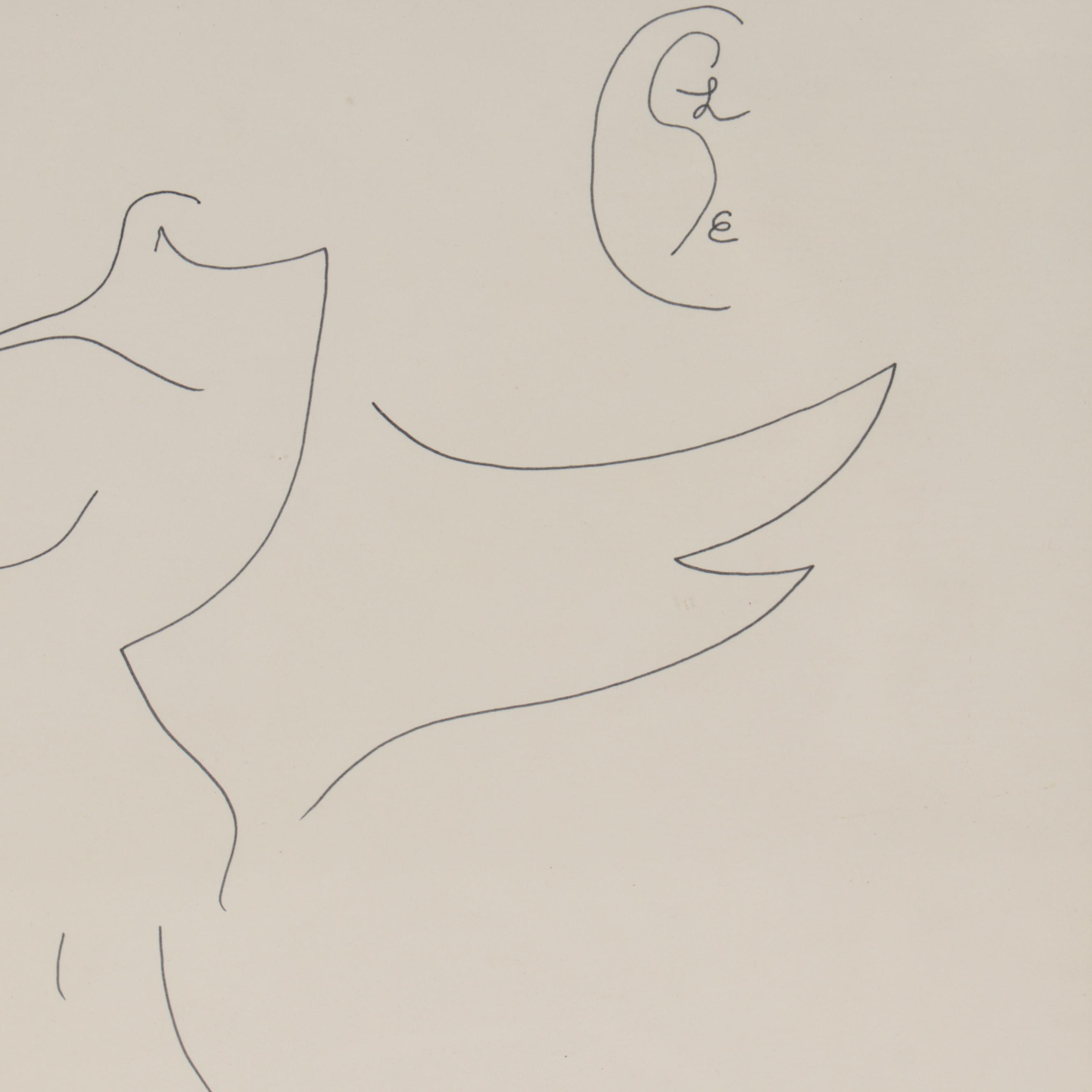 Abstract Ink Drawing of a Bird, Late 20th Century