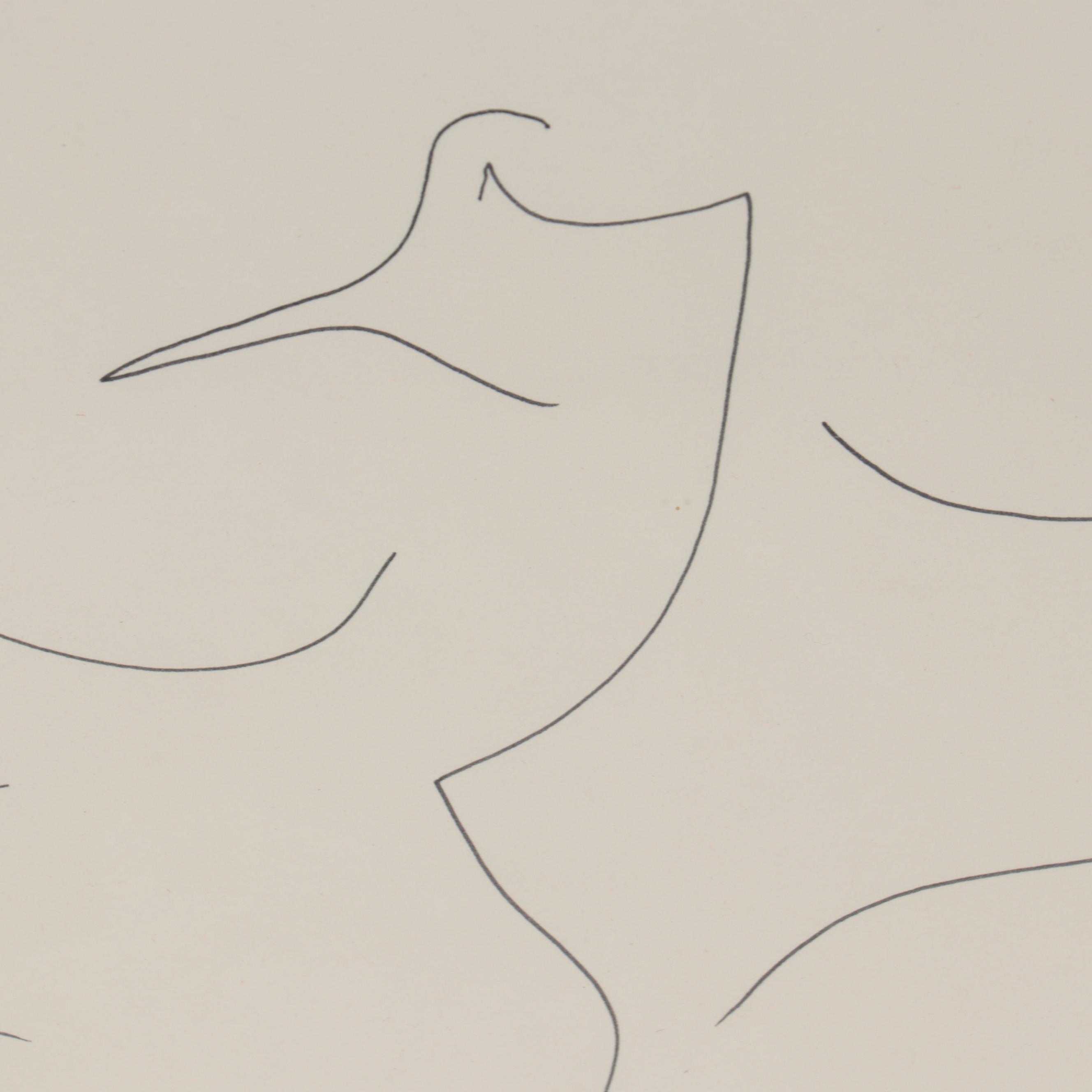 Abstract Ink Drawing of a Bird, Late 20th Century
