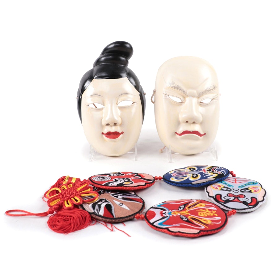 Chinese Nuo Inspired Masks and Chinese Opera Facial Designs Wall Hanging