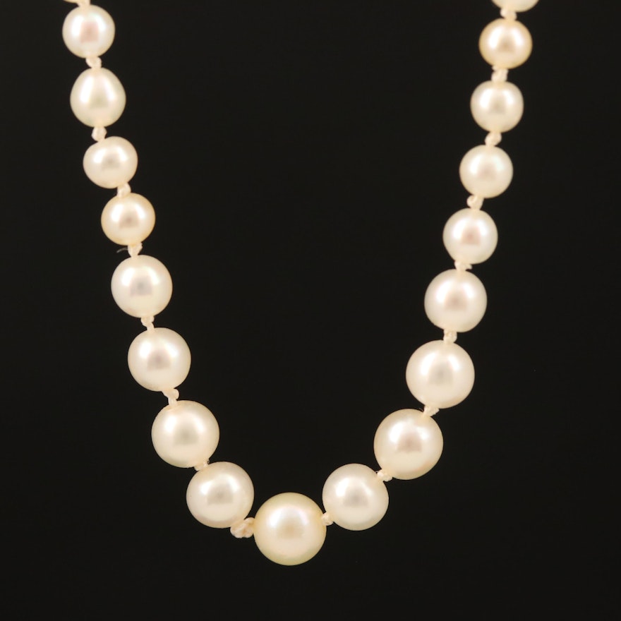 Vintage Choker Length Strand of Pearls with 14K Clasp