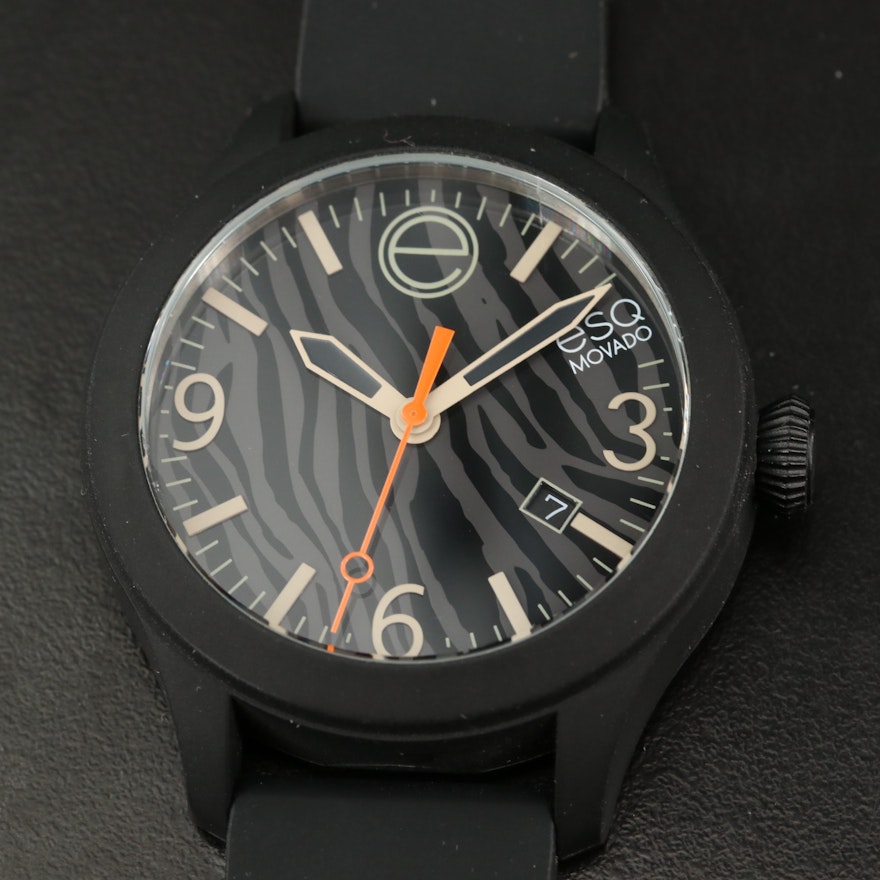 ESQ by Movado One Black Silicone Quartz Wristwatch