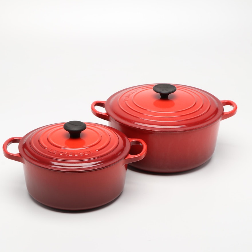 Le Creuset Red Enameled Cast Iron Dutch Ovens