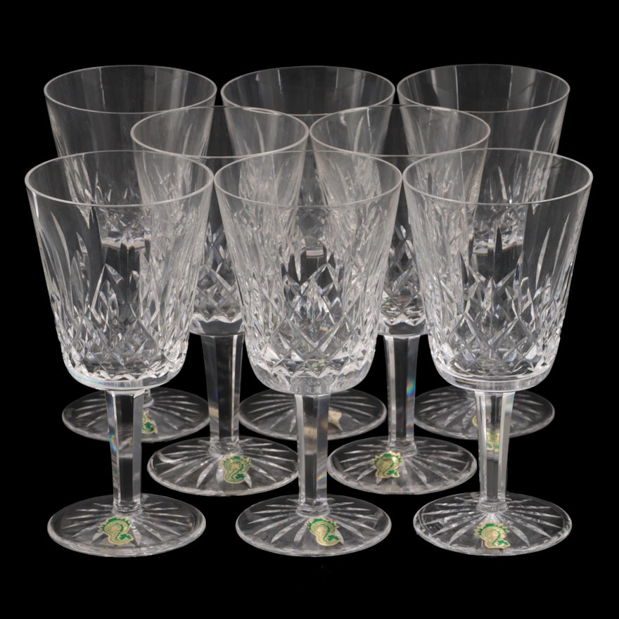 Waterford "Lismore" Crystal Water Goblets, Mid to Late 20th Century