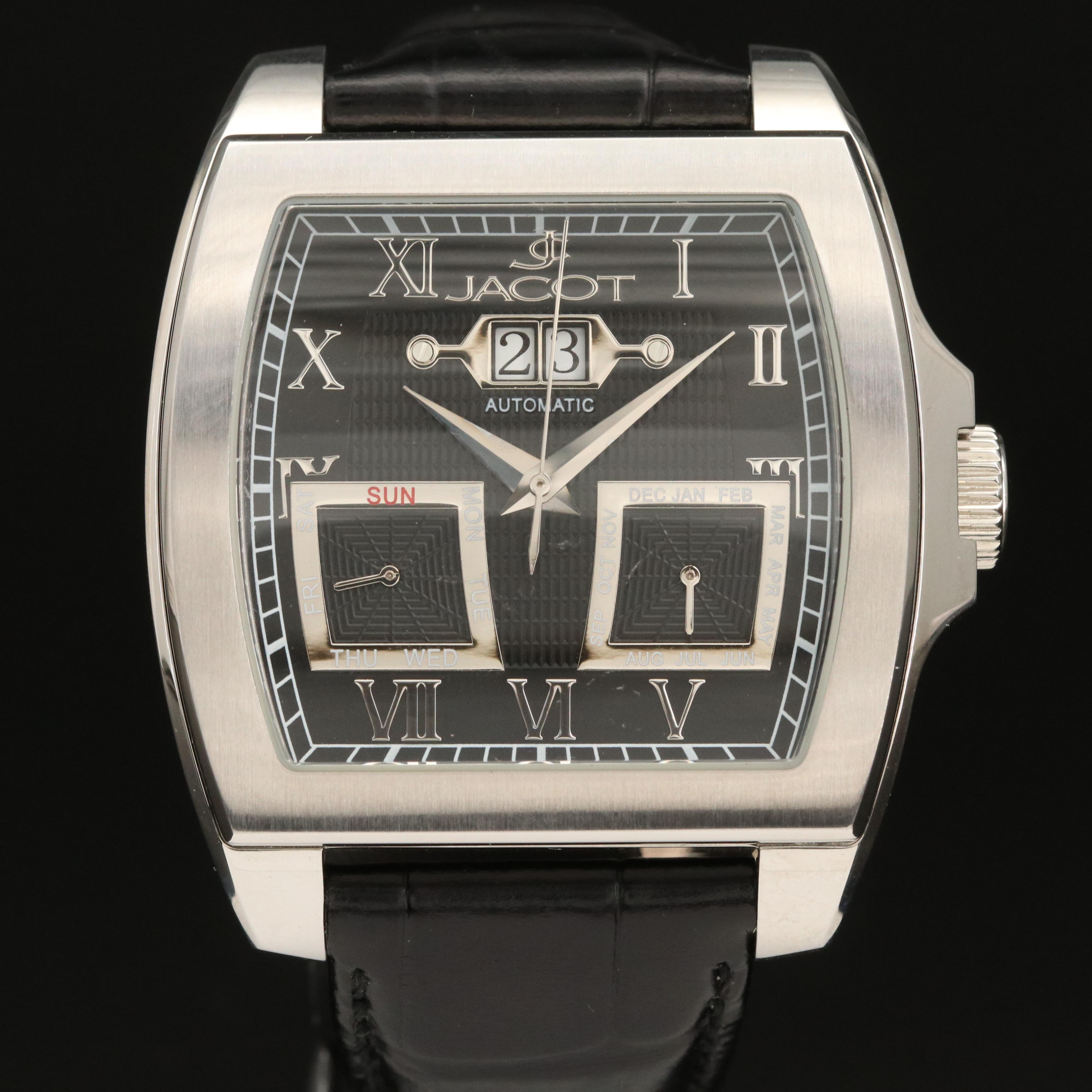 Jacot Triple Calendar Stainless Steel Automatic Watch